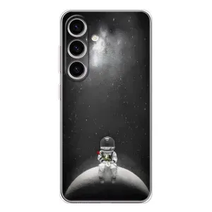 Силиконовый Чехол с принтом "Космонавты" на Samsung Galaxy S25 FE (Космонавт романтик)