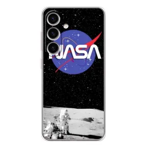 Силиконовый бампер с принтом "Наса" на Samsung Galaxy S25 FE (Nasa на луне)