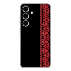 Силіконовый Чохол на Samsung Galaxy S25 FE з картинкой Вишиванки (Вишиванка на чорному)