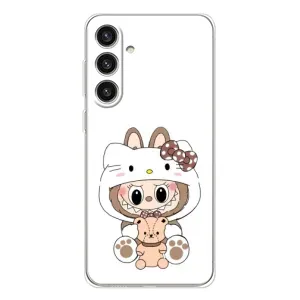 Чехол с принтом Лабубу для Samsung Galaxy S25 Plus (Белый Лабубу)
