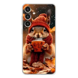 Печатный чехол «Зверята с кофе» для Samsung Galaxy S25 Plus (Белка с кофе)