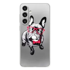 Чехол (ТПУ) Милые собачки для Samsung Galaxy S25 Plus (Бульдог в очках)