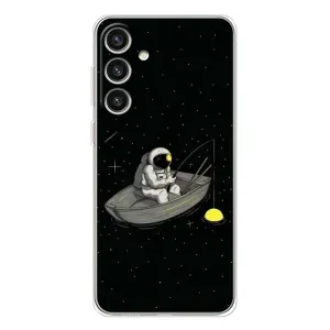 Силиконовый Чехол с принтом "Космонавты" на Samsung Galaxy S25 Plus (Космонавт на рыбалке)