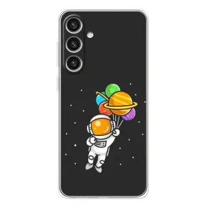 Силиконовый Чехол с принтом "Космонавты" на Samsung Galaxy S25 Plus (Космонавт с шариками)