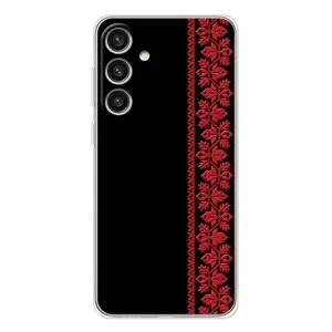 Силиконовый Чехол на Samsung Galaxy S25 Plus (Красная Вышиванка)