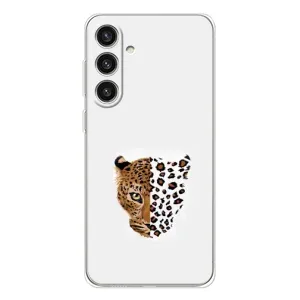 Чехол с леопардовым принтом на Samsung Galaxy S25 Plus (Леопард на белом)