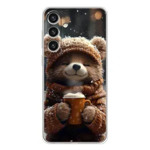 Печатный чехол «Зверята с кофе» для Samsung Galaxy S25 Plus (Медвежонок с кофе)