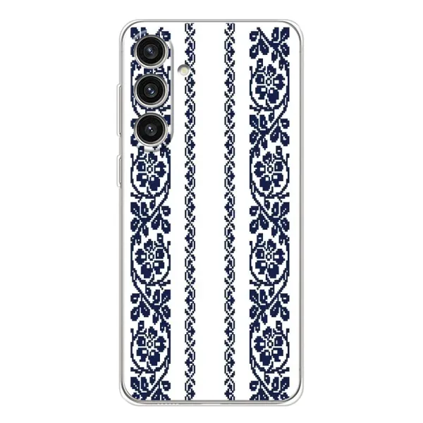 Чехол с рисунком «Синяя вышиванка» для Samsung Galaxy S25 Plus Чехол с рисунком «Синяя вышиванка» для Samsung Galaxy S25 Plus