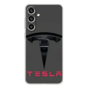 Силіконовий бампер з картинкою машини на Samsung Galaxy S25 Plus (Logo TESLA)