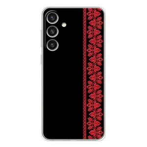 Силиконовый Чехол на Samsung Galaxy S25 Plus с картинкой Вышиванки (Вышиванка на черном)