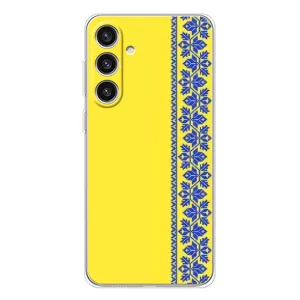 Силиконовый Чехол на Samsung Galaxy S25 Plus (Вышиванка на желтом)