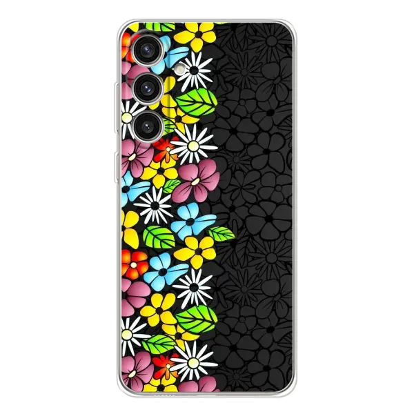 Чехол с рисунком «Яркие цветы на черном» для Samsung Galaxy S25 Plus Чехол с рисунком «Яркие цветы на черном» для Samsung Galaxy S25 Plus