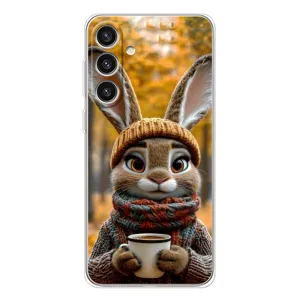 Печатный чехол «Зверята с кофе» для Samsung Galaxy S25 Plus (Зайчик с кофе)