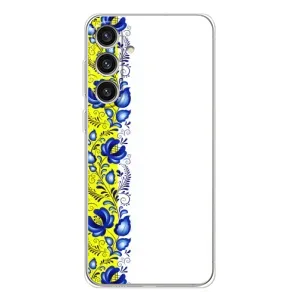 Силиконовый Чехол на Samsung Galaxy S25 Plus с картинкой Вышиванки (Желто-синяя вышиванка)