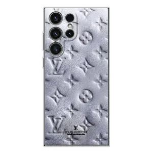 Текстурный Чехол Louis Vuitton для Галакси С25 Ультра (Белый ЛВ)