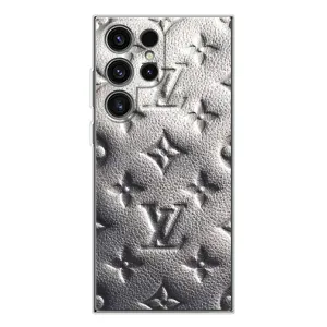 Текстурный Чехол Louis Vuitton для Галакси С25 Ультра (Бежевый ЛВ)