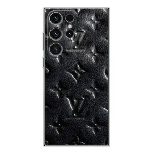 Текстурный Чехол Louis Vuitton для Галакси С25 Ультра (Черный ЛВ)