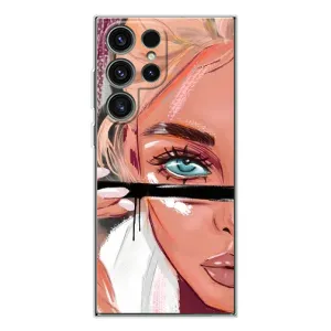 Силиконовый Чехол на Samsung Galaxy S25 Ultra с картинкой Стильных Девушек (Девушка и ресницы)