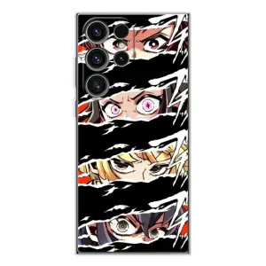 Силиконовые чехлы с глазами Anime для Галакси С25 Ультра (Глаза на чорном)