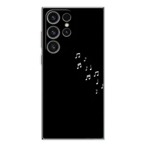 Чехол с картинками на черном фоне для Samsung Galaxy S25 Ultra (Ноты)