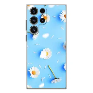Чехол с Цветами для Samsung Galaxy S25 Ultra (ромашки на голубом)