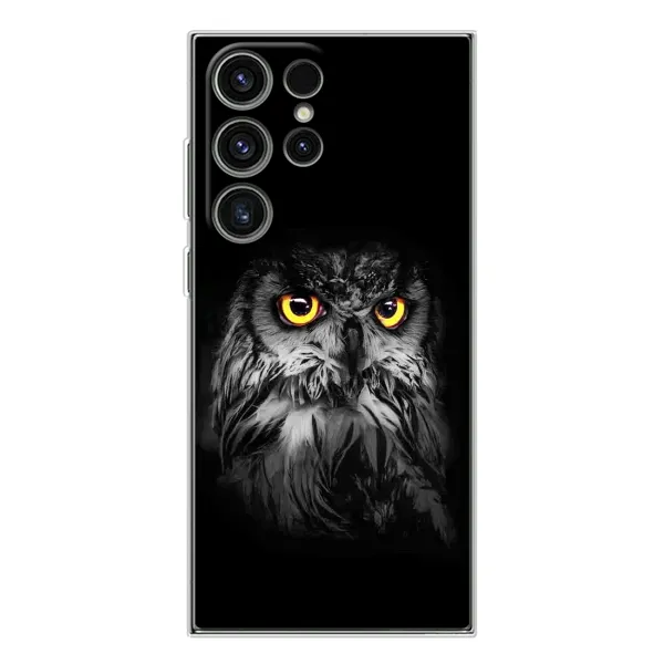 Чехол с рисунком «Сова на чёрном» для Samsung Galaxy S25 Ultra