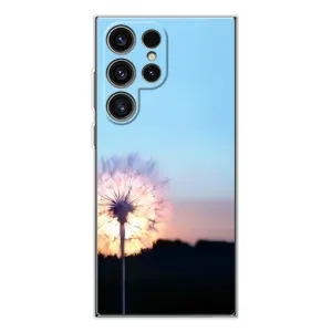 Силиконовый Чехол с одуванчиками на Samsung Galaxy S25 Ultra (Закат с одуванчиком)