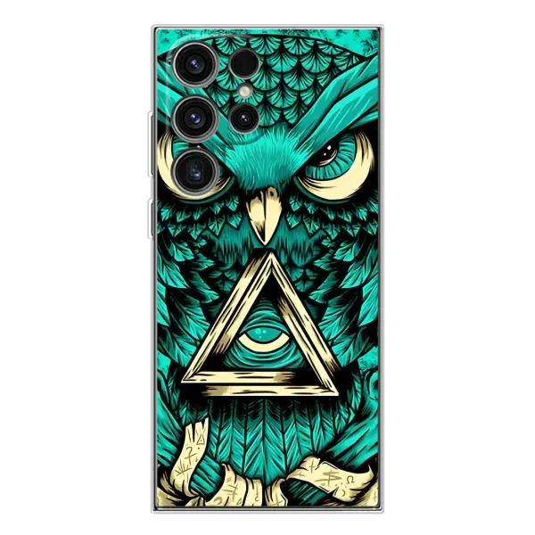 Чехол с рисунком «Зеленая сова» для Samsung Galaxy S25 Ultra