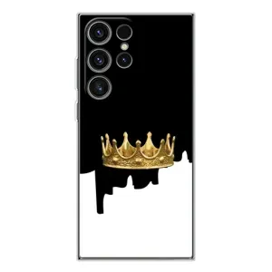 Чехол (Корона на чёрном фоне) для Галакси С25 Ультра (Золотая корона)