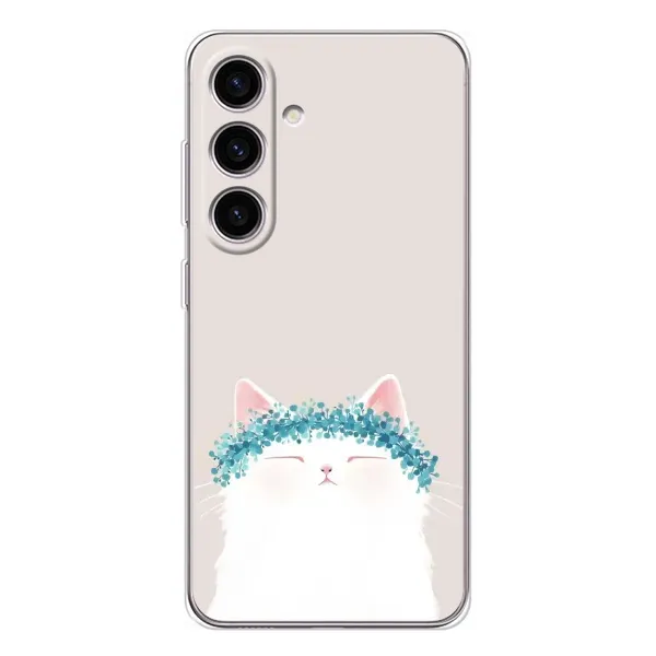 Чехол с рисунком «Белый котик» для Samsung Galaxy S25 Чехол с рисунком «Белый котик» для Samsung Galaxy S25