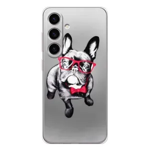 Чехол (ТПУ) Милые собачки для Samsung Galaxy S25 (Бульдог в очках)