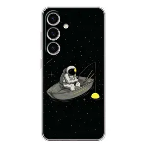 Силиконовый Чехол с принтом "Космонавты" на Samsung Galaxy S25 (Космонавт на рыбалке)