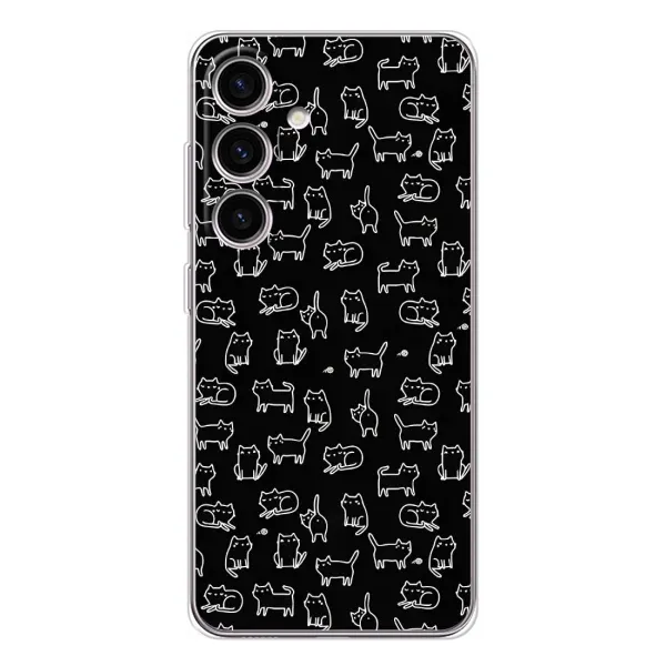Чехол с рисунком «Котики на черном» для Samsung Galaxy S25 Чехол с рисунком «Котики на черном» для Samsung Galaxy S25