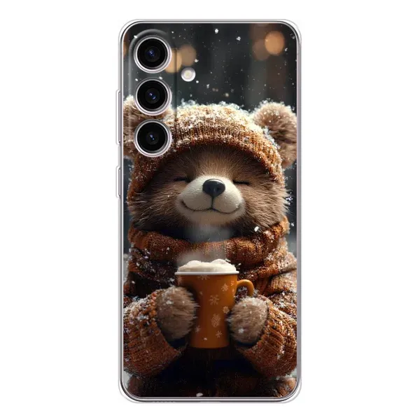 Чехол с рисунком «Медвежонок с кофе» для Samsung Galaxy S25 Чехол с рисунком «Медвежонок с кофе» для Samsung Galaxy S25