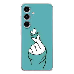 Чехлы (Знак сердечка) на Samsung Galaxy S25 (Сердечко на бирюзовом)