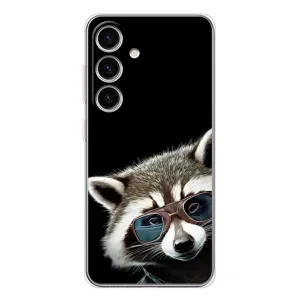 Силиконовый Чехол с Енотами на Samsung Galaxy S25 (Стильный Енот)