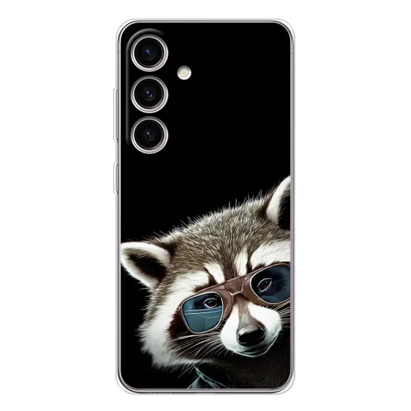 Чехол с рисунком «Стильный Енот» для Samsung Galaxy S25 Чехол с рисунком «Стильный Енот» для Samsung Galaxy S25