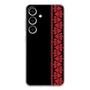 Силиконовый Чехол на Samsung Galaxy S25 с картинкой Вышиванки (Вышиванка на черном)