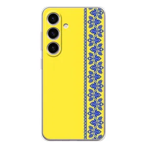 Силиконовый Чехол на Samsung Galaxy S25 (Вышиванка на желтом)