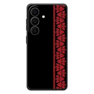 Силиконовый Чехол на Samsung Galaxy S26 Plus (Красная Вышиванка)