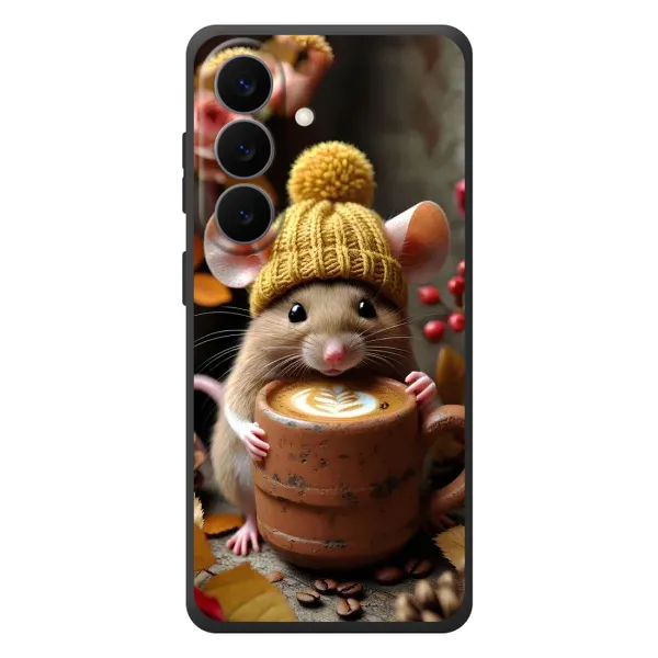 Чехол с рисунком «Мышка с кофе» для Samsung Galaxy S26 Plus Чехол с рисунком «Мышка с кофе» для Samsung Galaxy S26 Plus