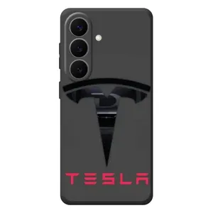 Силіконовий бампер з картинкою машини на Samsung Galaxy S26 Plus (Logo TESLA)
