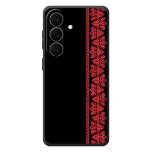 Силиконовый Чехол на Samsung Galaxy S26 Plus с картинкой Вышиванки (Вышиванка на черном)
