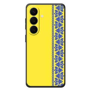 Силиконовый Чехол на Samsung Galaxy S26 Plus (Вышиванка на желтом)