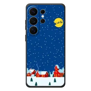 Силиконовый бампер на рождество для Samsung Galaxy S26 Ultra (Город в снегу)