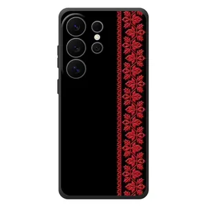 Силиконовый Чехол на Samsung Galaxy S26 Ultra (Красная Вышиванка)