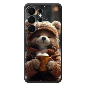 Печатный чехол «Зверята с кофе» для Samsung Galaxy S26 Ultra (Медвежонок с кофе)