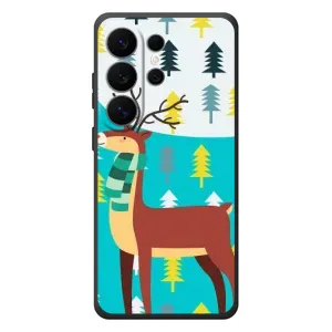 Силиконовый бампер с картинкой животных для Samsung Galaxy S26 Ultra (Олень с шарфом)