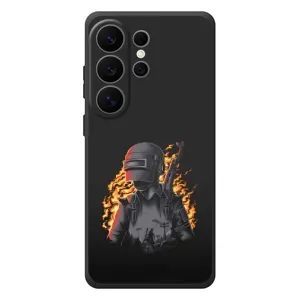 Силиконовый чехол с картинкой "Герой Pubg" на Samsung Galaxy S26 Ultra (В огне)