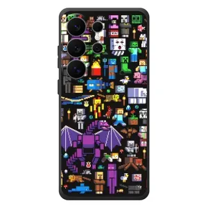 Чехол майнкрафт для Samsung Galaxy S26 Ultra (Все персонажи)